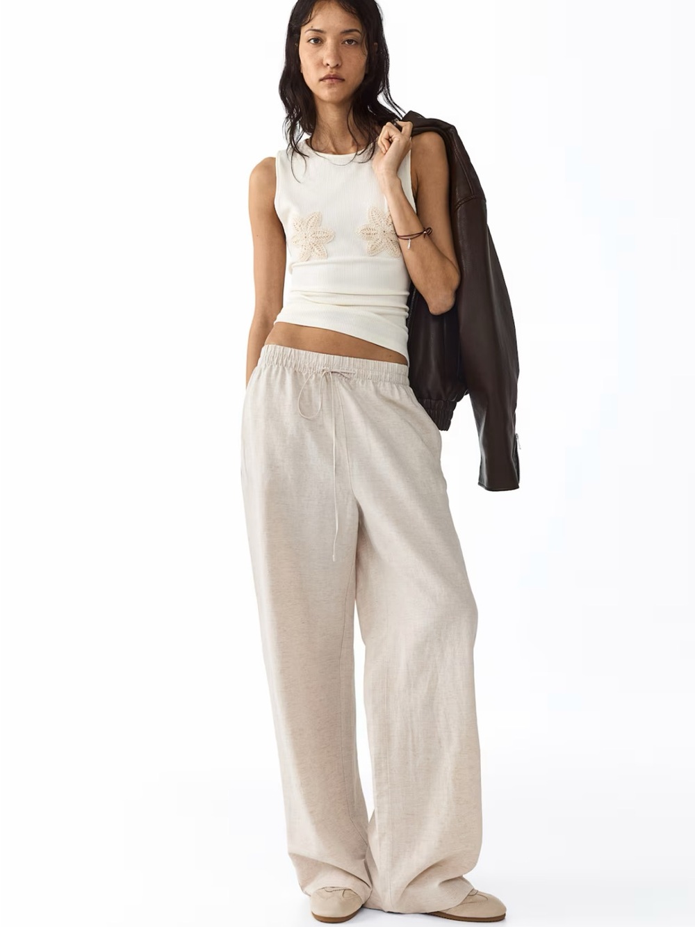 H&M Cream Drawstring Joggers - Picture 2 of 2